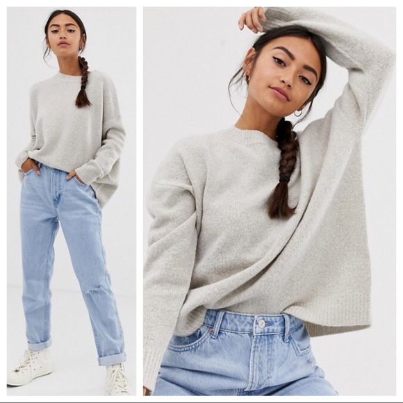 Bershka Sweaters - Bershka Oversize Crew Neck Sweater in Beige